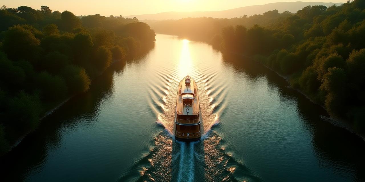 Veduta aerea panoramica della flotta RivelloViaggi lungo il Tevere